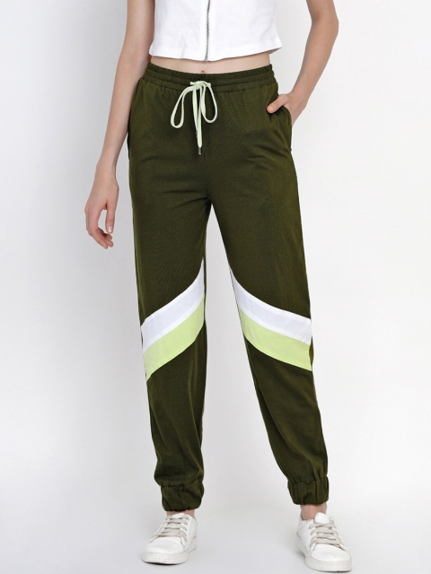 

Texco Women Olive Green & Off-White Regular Fit Printed Joggers