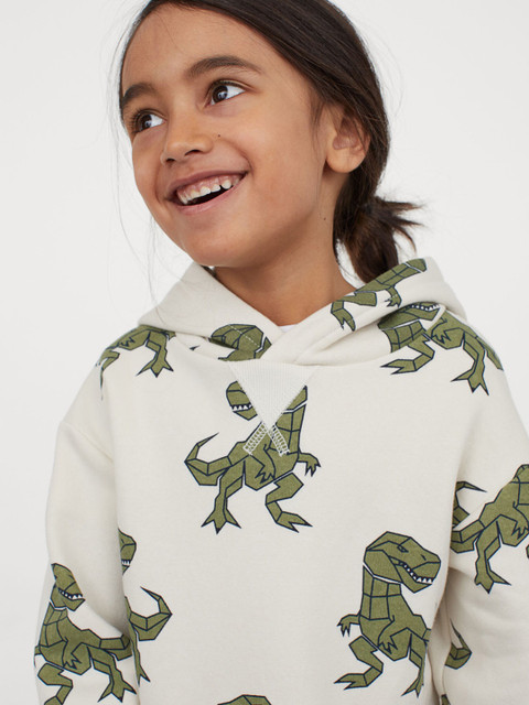 

H&M Boys White & Green Printed Hoodie