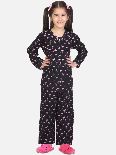

BownBee Girls Navy Blue & Pink Printed Night Suit DW20NS02NB
