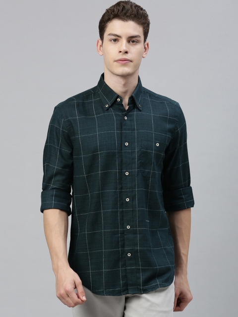 

RARE RABBIT Men Green Tailored Fit Checked Casual Shirt