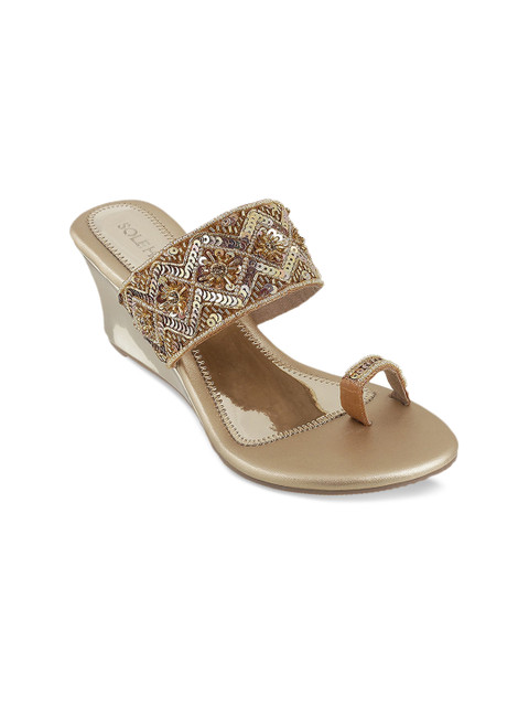 

SOLE HEAD Women Gold-Toned Embellished Heels