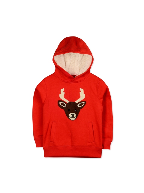 

Cherry Crumble Boys Red Printed Hooded Sweatshirt