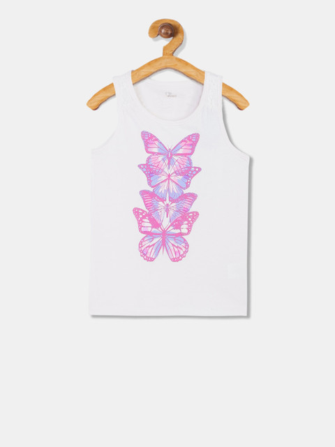 

The Childrens Place Girls White Printed Lace Tank Top