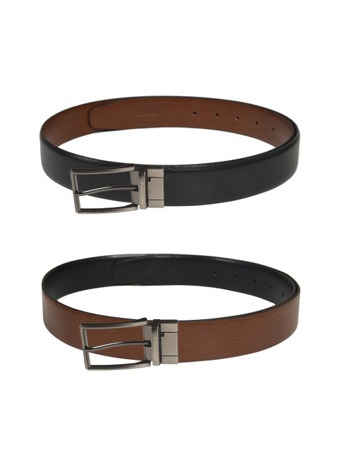 

CHRISTOPOLO Men Black & Brown Solid Reversible Genuine Leather Belt