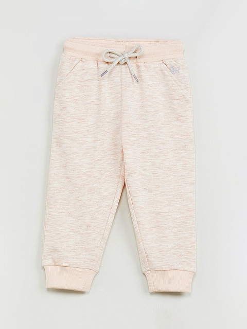 

max Girls Beige & White Self Design Joggers
