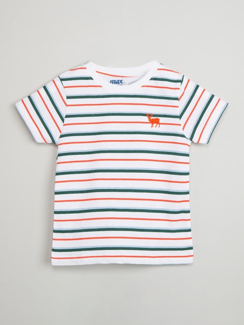 

max Boys Multicoloured Striped Round Neck T-shirt, Multi