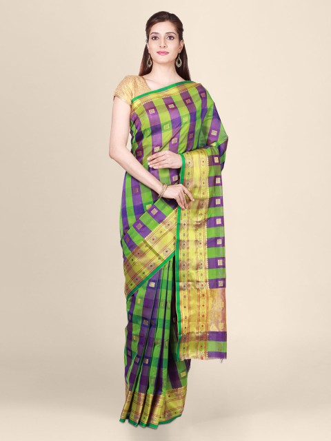 

CLAI WORLD Purple Checked Saree