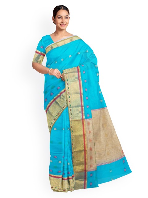 

KLM Fashion Mall Blue Woven Design Saree