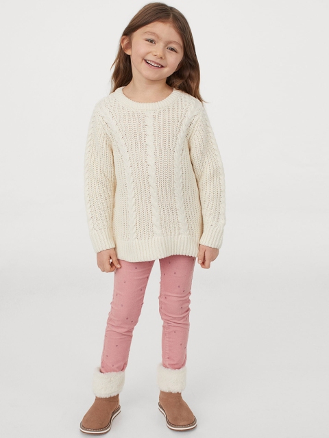 

H&M Girls Pink Solid Corduroy Treggings