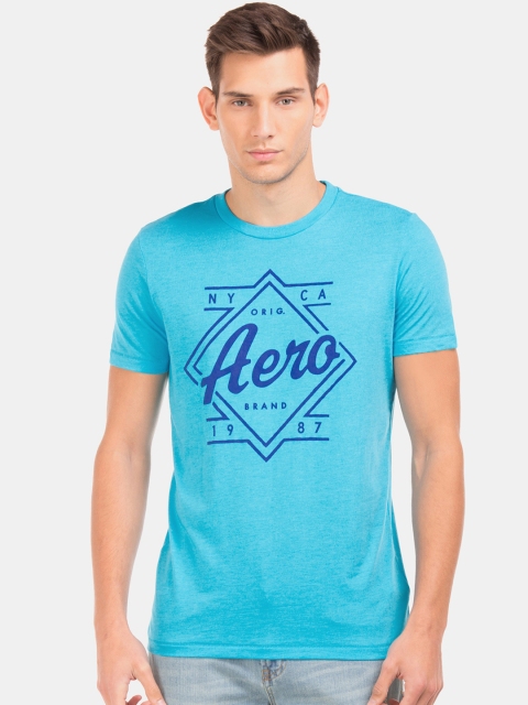 

Aeropostale Men Blue Printed Round Neck T-shirt