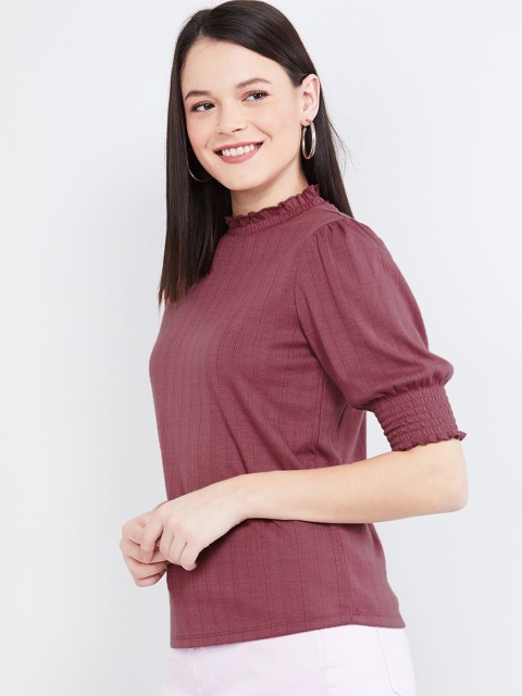 

max Women Brown Self Striped Top