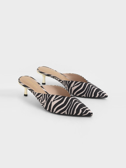 

CHARLES & KEITH Women Black Animal Printed Mules
