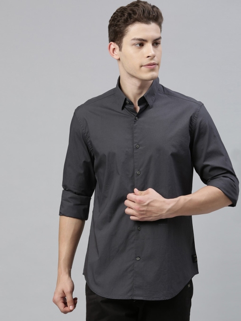 RARE RABBIT Men Grey Tailored Fit Printed Casual Shirt