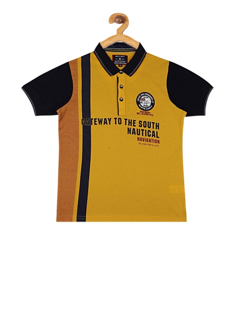 

Monte Carlo Boys Mustard Colourblocked Polo Collar T-shirt