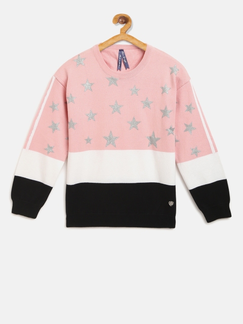 

Blue Giraffe Girls Pink & Blue Colourblocked Pullover Sweater