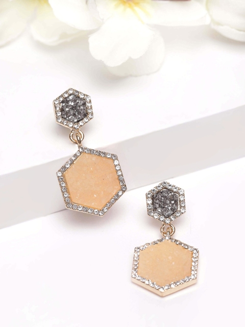 

AVANT-GARDE PARIS Camel Brown & Off-White Geometric Drop Earrings