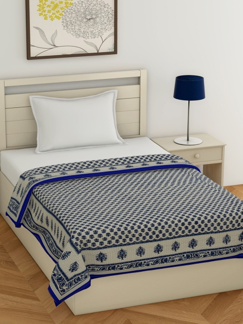 

Gulaab Jaipur Blue & Off-White Floral Mild Winter 450 GSM Single Bed Quilt