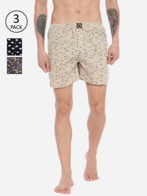 

Joven Men Pack of 3 Multicolour Printed Pure Cotton Boxers JB3P-DLRKAR, Multi