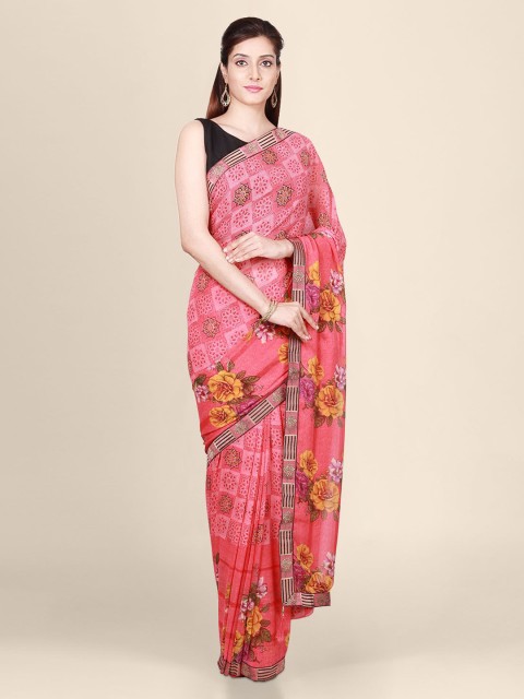 

CLAI WORLD Pink Printed Saree
