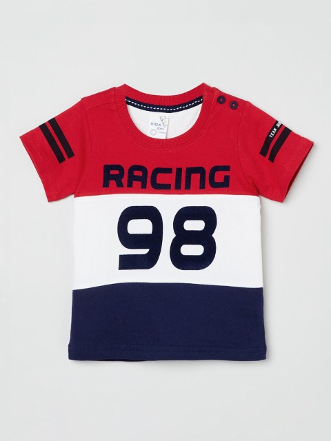 

max Boys Multicoloured Colourblocked Round Neck T-shirt, Multi