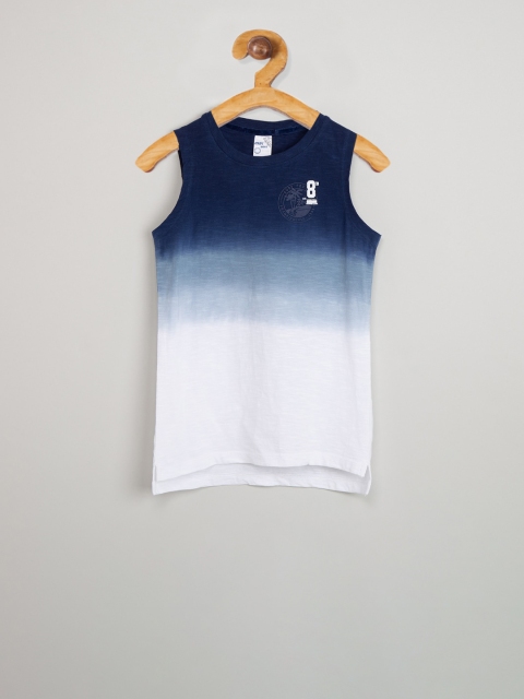 

max Boys Navy Blue Dyed Round Neck T-shirt