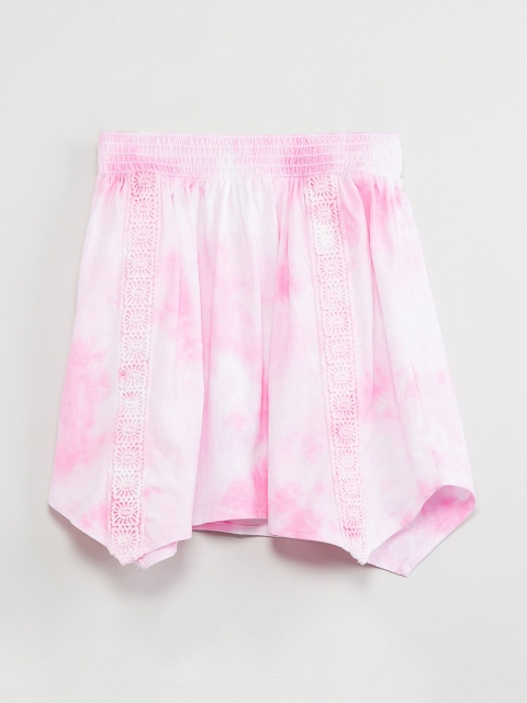 

max Girls Pink & White Dyed A-Line Asymmetric Mini Skirt