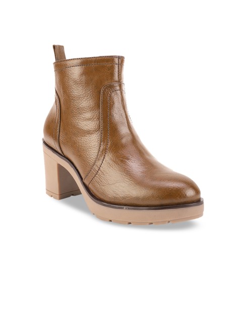 

Bruno Manetti Women Brown Solid Mid-Top Heeled Boots