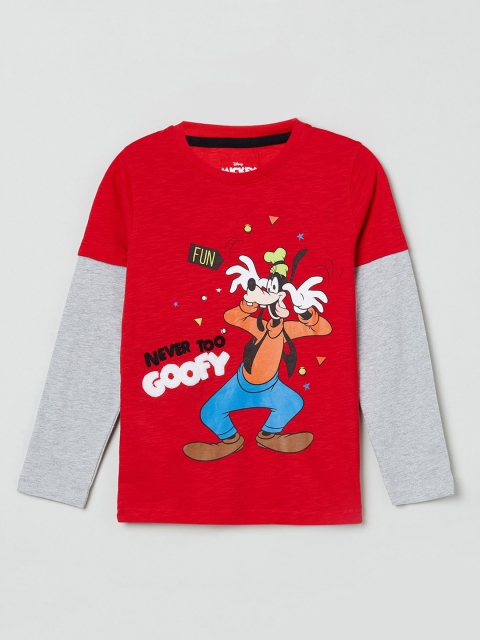 

max Boys Red & Grey Printed Round Neck Pure Cotton T-shirt
