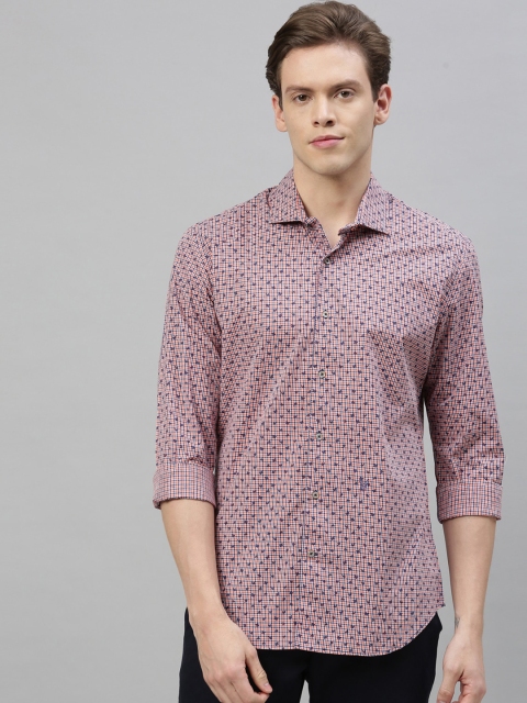 

RARE RABBIT Men Orange Tailored Fit Printed Casual Shirt