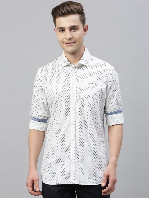 

RARE RABBIT Men White Tailored Fit Printed Casual Shirt