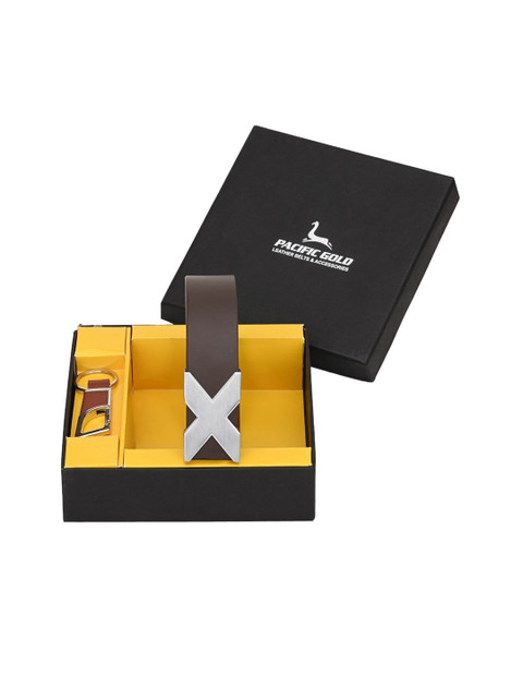 

Pacific Gold Men Brown Genuine Leather Accessory Gift Set