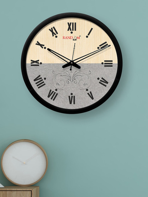 

RANDOM Beige & Grey Round Colourblocked 30.48 cm Analogue Wall Clock
