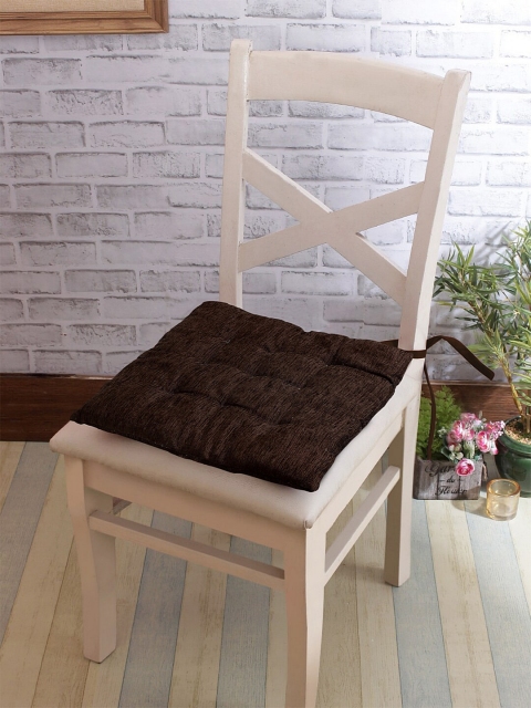 

KLOTTHE Set Of 2 Brown Microfiber Chair Pads