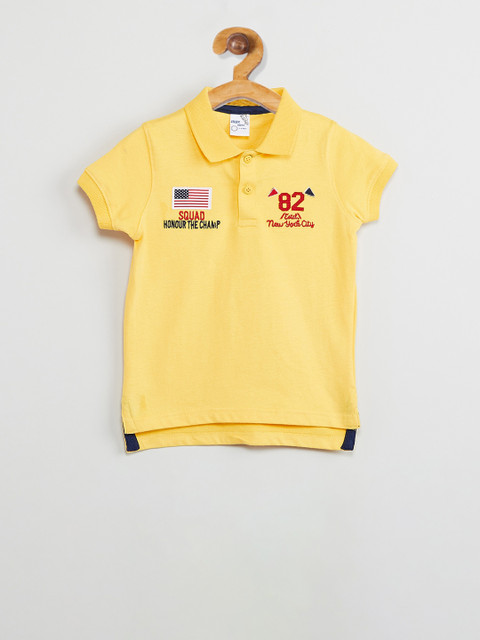 

max Boys Yellow Solid Polo Collar T-shirt