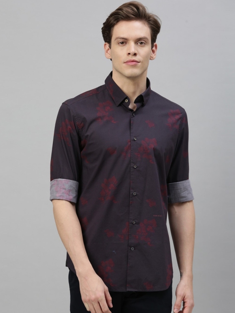 

RARE RABBIT Men Navy Blue Tailored Fit Printed Casual Shirt