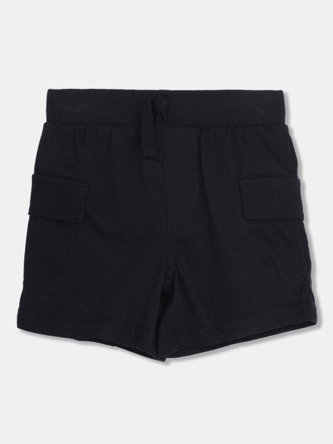 

The Childrens Place Boys Black Solid Regular Fit Cargo Shorts