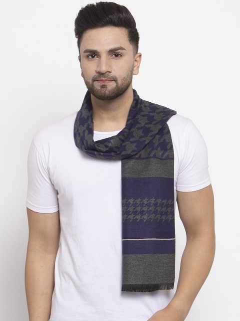 

Calvadoss Men Grey & Navy Blue Aztec Printed Premium Muffler