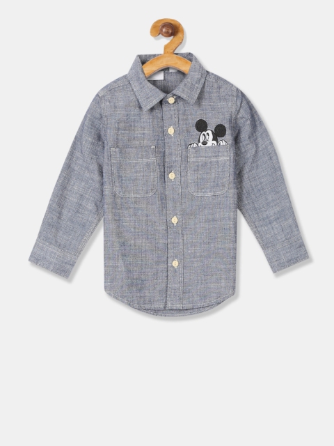 

GAP Toddler Boy Blue Disney Mickey Graphic Cotton Chambray Shirt