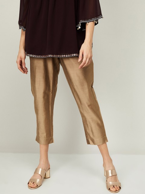 

Melange by Lifestyle Women Gold-Toned Regular Fit Solid Regular Trousers
