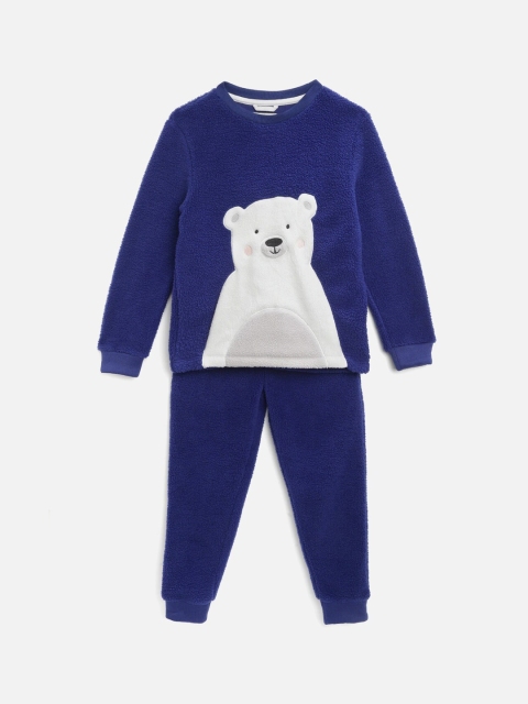 

Cherry Crumble Boys Navy Blue & White Appliqued Night Suit