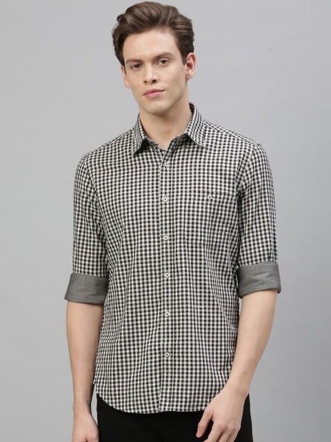 

RARE RABBIT Men Black & White Gingham Checked Tailored Fit Checked Casual Shirt