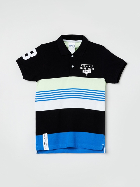 

max Boys Off-White Striped Polo Collar T-shirt