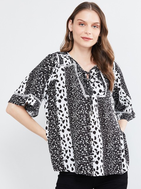 

max Women Black & White Printed Top