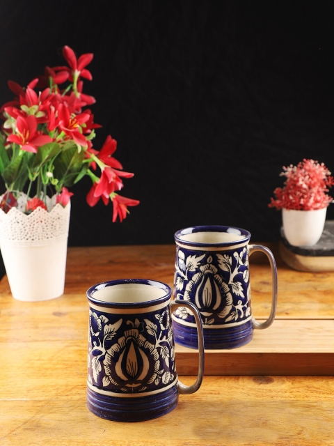 

CDI Set Of 2 Blue Printed Ceramic Cups Set