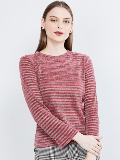

max Women Pink Striped Top