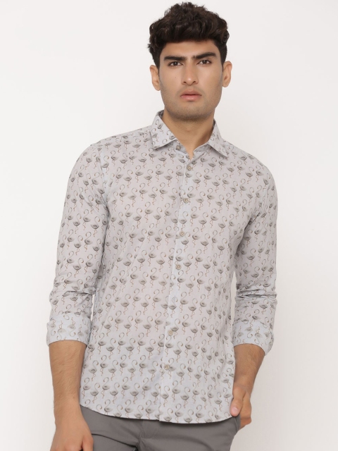 

Tistabene Men Grey Regular Fit Flamingo Printed Casual Shirt