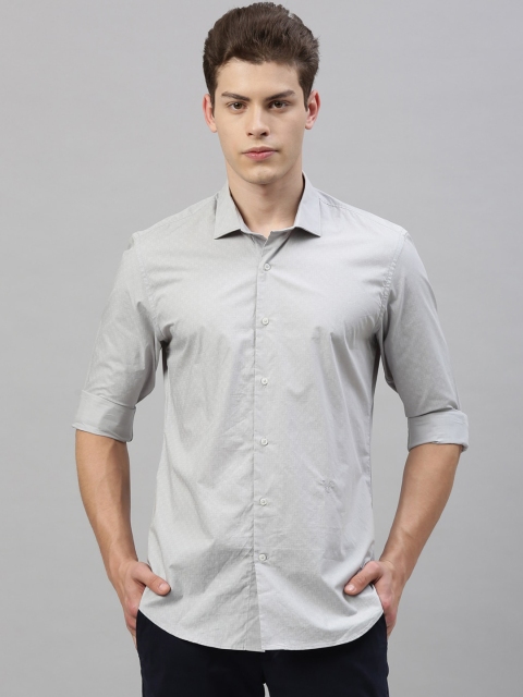 

RARE RABBIT Men Grey Tailored Fit Solid Casual Shirt