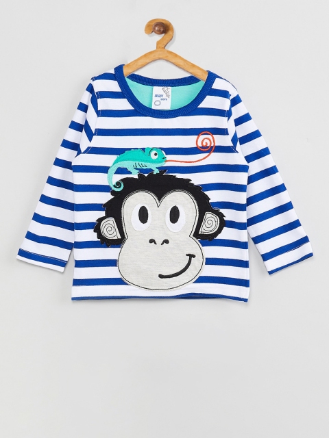 max Boys Multicoloured Striped Round Neck T-shirt, Multi