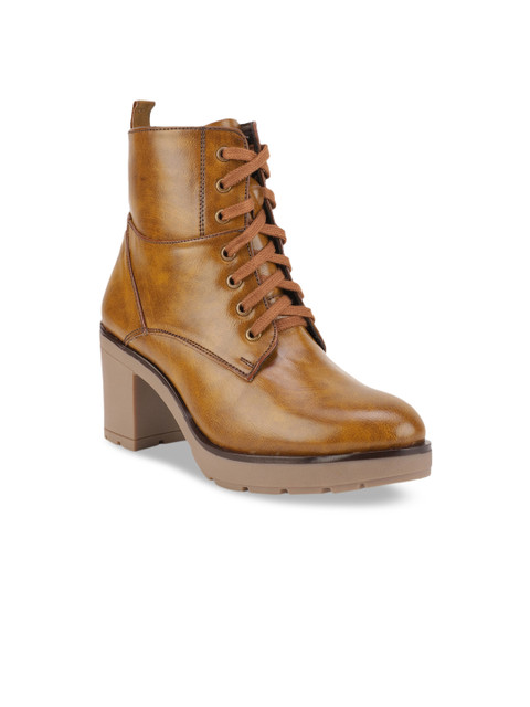 

Bruno Manetti Women Tan Brown Solid Heeled Boots