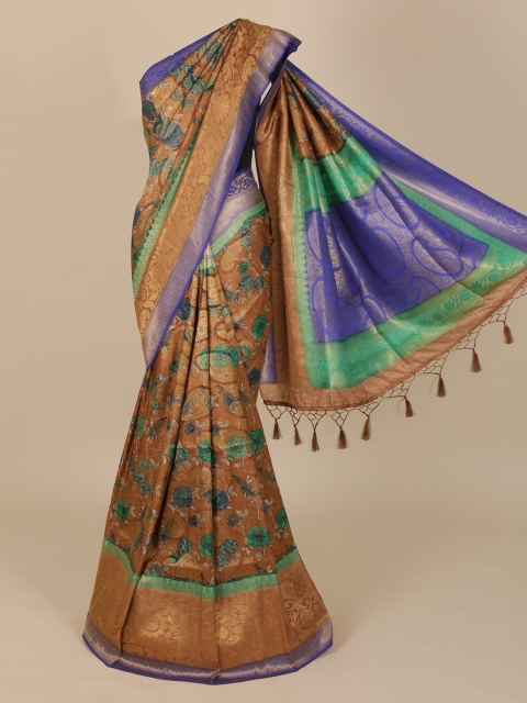 

Pothys Brown Floral Print Silk Saree